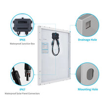 Load image into Gallery viewer, 50 Watt 12 Volt Monocrystalline Solar Panel
